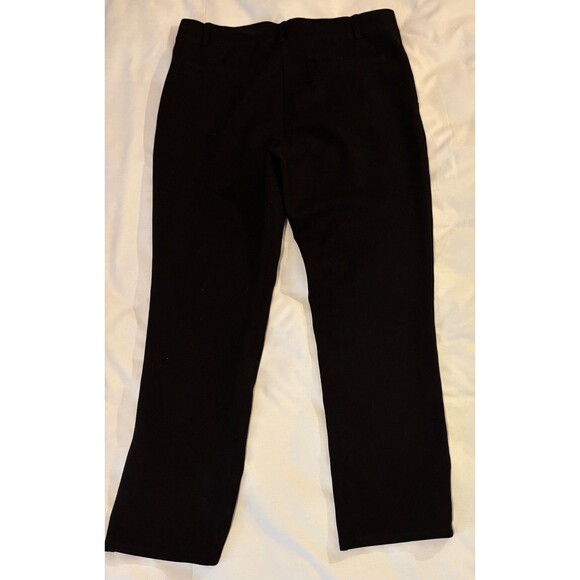 Quince Women's Black Ultra-Stretch Ponte Pants Straight Leg M Petite 26" Inseam - Picture 3 of 6